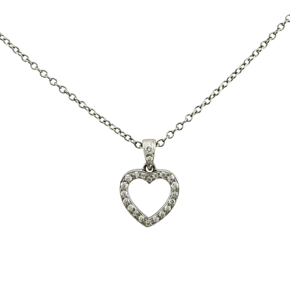 TIFFANY Silver Diamond Heart Necklace